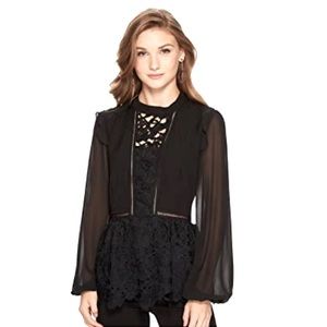 Kensie stretch crepe top with back zip size small